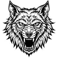 a wolf head with fangs and teeth on a white background vector