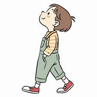 a cartoon boy walking with his hands in the air vector