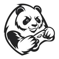 a panda holding a controller in its mouth vector