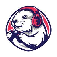 mascot illustration of a beaver playing game set inside circle on isolated background viewed from vector