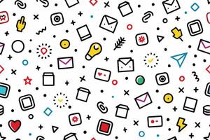 seamless pattern with icons and symbols vector