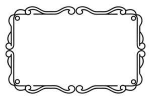 a black and white drawing of a frame with a scroll vector