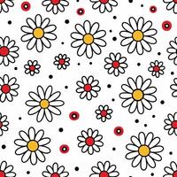 a seamless pattern with daisies and polka dots vector