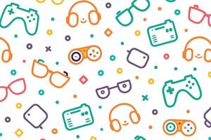a colorful pattern with a variety of different items vector