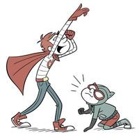 a cartoon character is trying to catch a cat vector