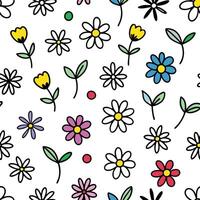 a seamless pattern with colorful flowers on a white background vector