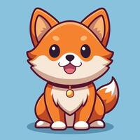 a cartoon dog sitting down with a collar on vector