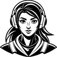 a girl with headphones on her head vector