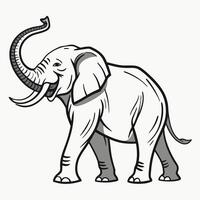 an elephant is standing in a black and white drawing vector