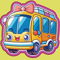 cartoon bus with a bow on the side vector