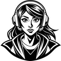 a girl with headphones on her head vector