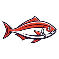a red and white fish with a white stripe on its back vector