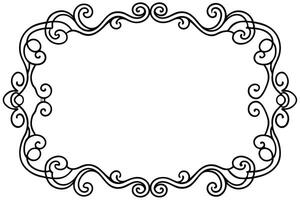a black and white drawing of a frame with swirls vector