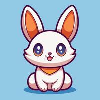 a cartoon white rabbit with orange ears vector
