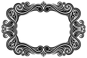 a black and white ornate frame with swirls vector