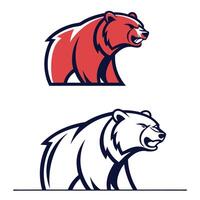 two bear logos, one red and one blue vector