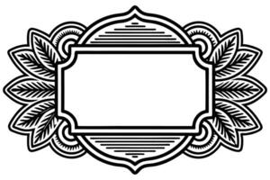 a black and white design of a frame with leaves vector