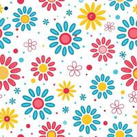 a colorful pattern with flowers on a white background vector