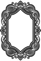 a black and white ornate frame with a scroll vector