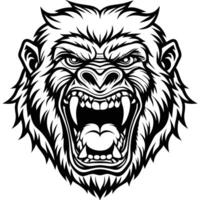 a gorilla head with its mouth open vector