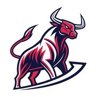 a red bull with horns and a red tail vector