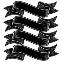 a set of four black ribbons with a white background vector