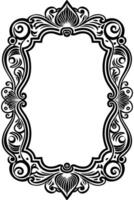 a black and white ornate frame with a scroll vector