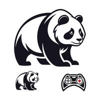 panda bear with controller and joystick illustration vector