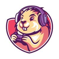a cartoon character holding a controller and wearing headphones vector