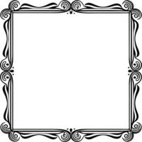 a black and white square frame with a scroll pattern vector