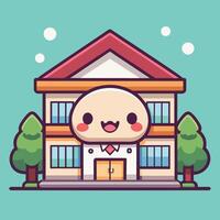 a cartoon character is standing in front of a school building vector