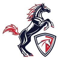 a horse with a red and blue shield on it vector