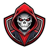 a red hooded skull with a red face vector