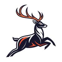 a deer with large antlers running vector