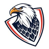 an eagle head on a shield with red, white and blue colors vector