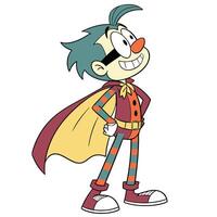 a cartoon character with a red and green cape vector