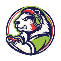 mascot illustration of a beaver playing game set inside circle on isolated background done in vector