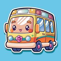 a cartoon bus with a flower on the side vector