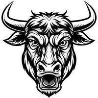 an angry bull head with horns on a white background vector