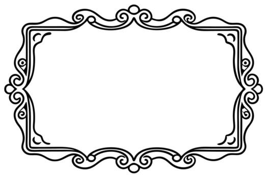 un negro y blanco dibujo de un marco con un Desplazarse vector