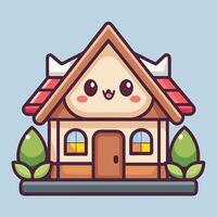 a cute house with a cat on top vector