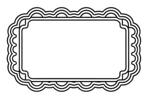 a black and white drawing of a frame with a scalloped border vector
