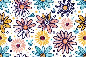 a colorful floral pattern with flowers vector