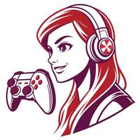 a woman with headphones and a controller vector