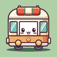 a cartoon bus with a smiley face on it vector