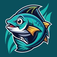 a fish mascot with a green and blue background vector