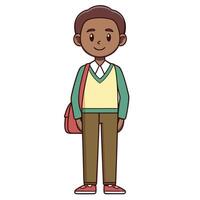 a cartoon boy with a backpack and a school uniform vector