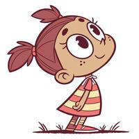 a cartoon girl standing in the grass vector