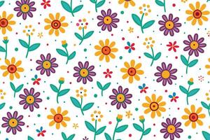 a colorful pattern with flowers on a white background vector