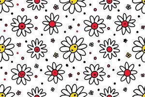 a white background with a red and yellow flower pattern vector